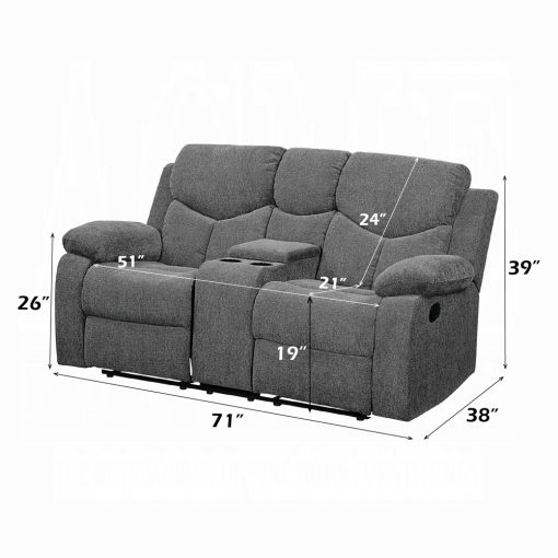 Acme Kalen Gray Chenille Motion Loveseat w/Console - Image 6