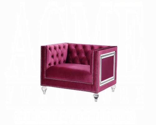 Acme Heibero Burgundy Velvet Chair (Same LV01402)