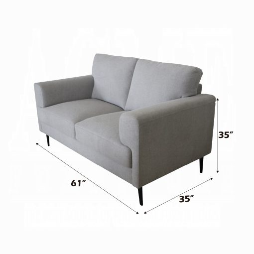 Acme Kyrene Light Gray Linen Loveseat - Image 5