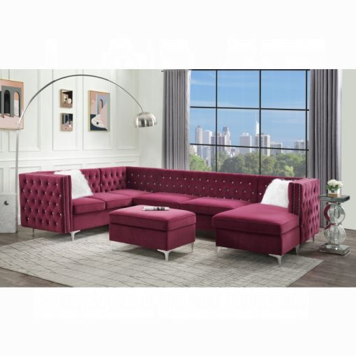 Acme Jaszira Burgundy Velvet Modular - Left Facing & Right Facing Arms