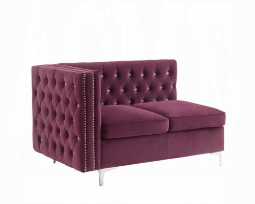 Acme Jaszira Burgundy Velvet Modular - Armless Loveseat w/2 Pillows