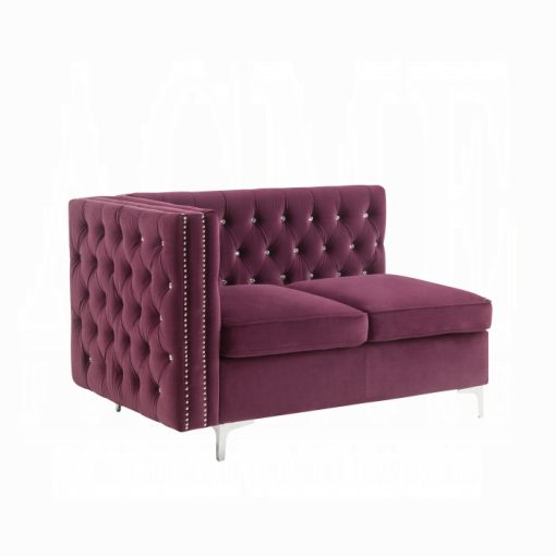 Acme Jaszira Burgundy Velvet Modular - Armless Loveseat w/2 Pillows