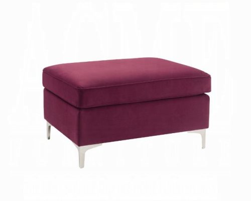 Acme Jaszira Burgundy Velvet Modular - Ottoman