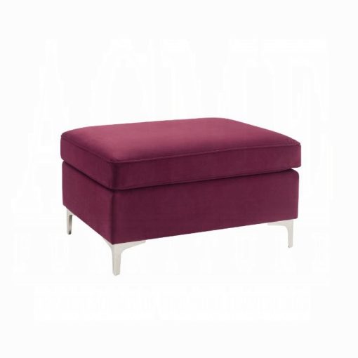 Acme Jaszira Burgundy Velvet Modular - Ottoman
