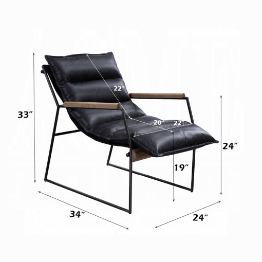 Acme Luberzo Distress Espresso Top Grain Leather & Matt Iron Accent Chair - Image 10