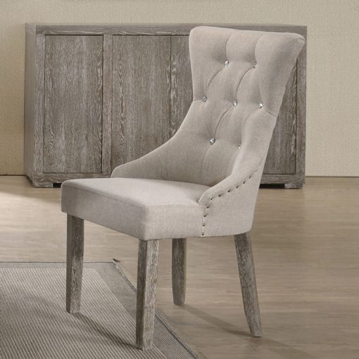 Acme Gabrian Fabric & Reclaimed Gray Fabric Side Chair - Set-2