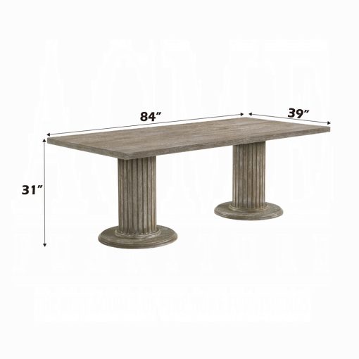 Acme Gabrian Reclaimed Gray Rectangular Double Pedestal Dining Table - Image 5