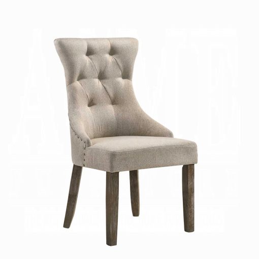 Acme Gabrian Fabric & Reclaimed Gray Fabric Side Chair - Set-2 - Image 2