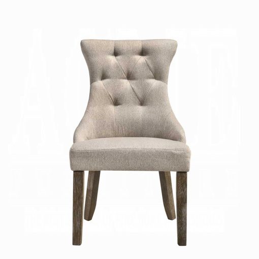 Acme Gabrian Fabric & Reclaimed Gray Fabric Side Chair - Set-2 - Image 3