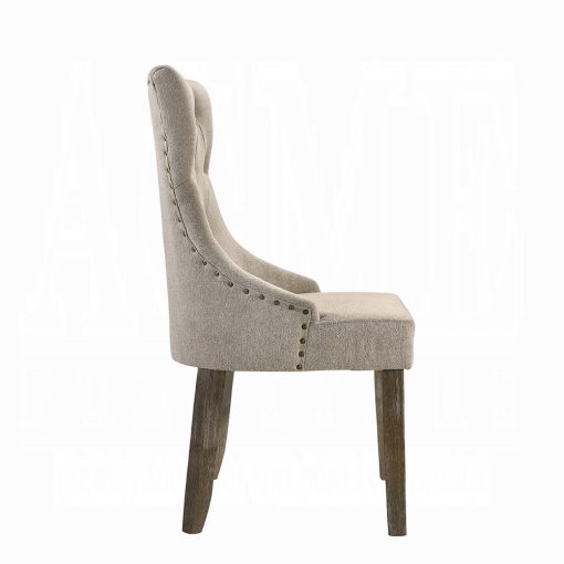 Acme Gabrian Fabric & Reclaimed Gray Fabric Side Chair - Set-2 - Image 4
