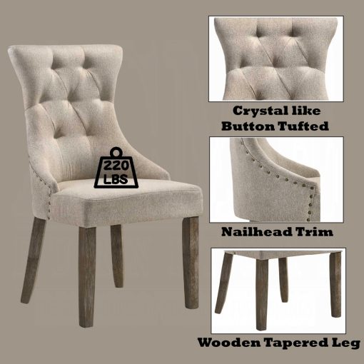 Acme Gabrian Fabric & Reclaimed Gray Fabric Side Chair - Set-2 - Image 8