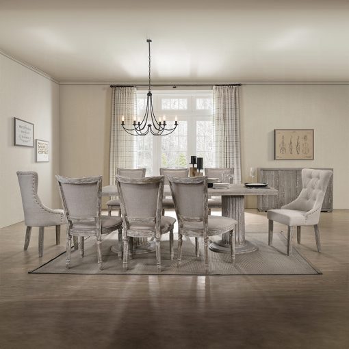 Acme Gabrian Fabric & Reclaimed Gray Fabric Side Chair - Set-2 - Image 9
