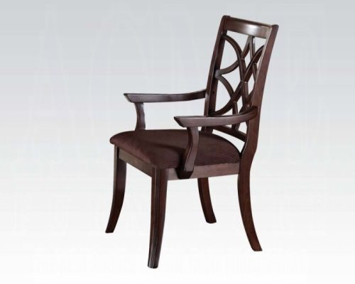 Acme Keenan Brown Microfiber & Dark Walnut Arm Chair - Set of 2