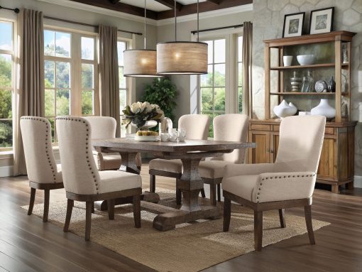 Acme Landon Beige Linen & Salvage Brown Side Chair - Set of 2 - Image 5