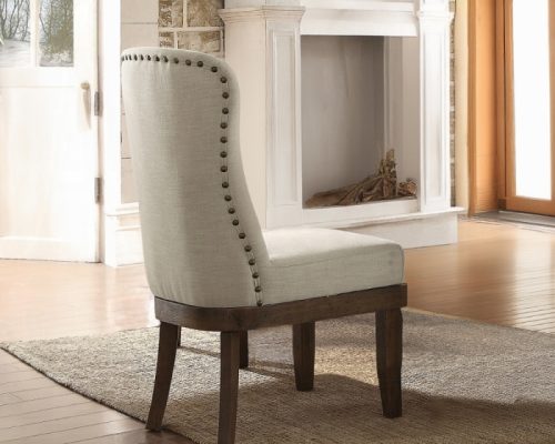 Acme Landon Beige Linen & Salvage Brown Side Chair - Set of 2