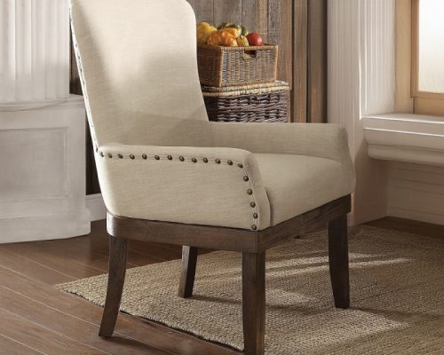 Acme Landon Beige Linen & Salvage Brown Arm Chair (1Pc)