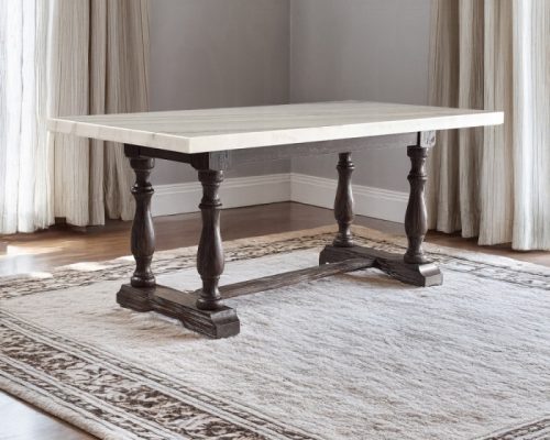 Acme Gerardo White Natural Marble Top & Weathered Espresso Dining Table