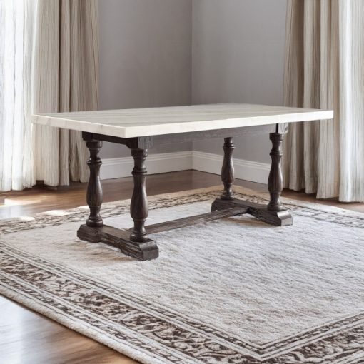 Acme Gerardo White Natural Marble Top & Weathered Espresso Dining Table