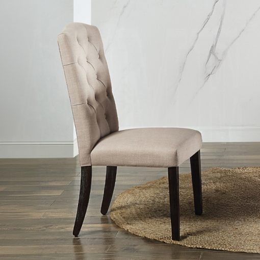 Acme Gerardo Beige Linen & Weathered Espresso Side Chair - Set of 2