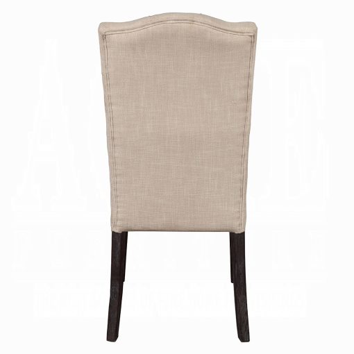 Acme Gerardo Beige Linen & Weathered Espresso Side Chair - Set of 2 - Image 5