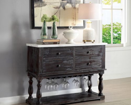 Acme Gerardo White Natural Marble Top & Weathered Espresso Server