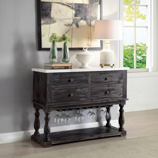 Acme Gerardo White Natural Marble Top & Weathered Espresso Server
