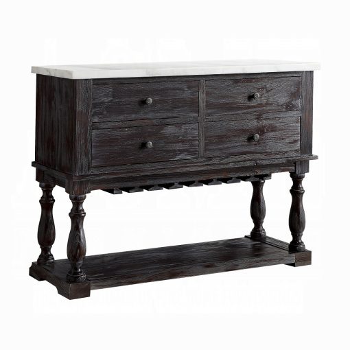 Acme Gerardo White Natural Marble Top & Weathered Espresso Server - Image 2