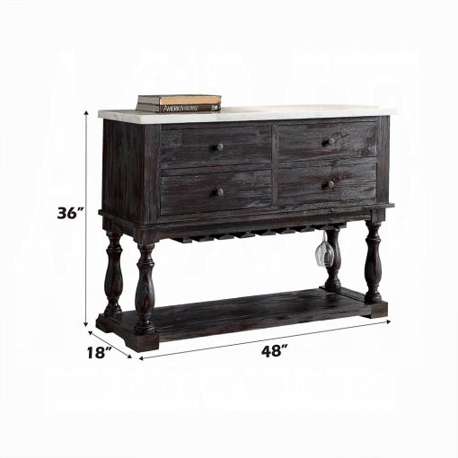 Acme Gerardo White Natural Marble Top & Weathered Espresso Server - Image 3