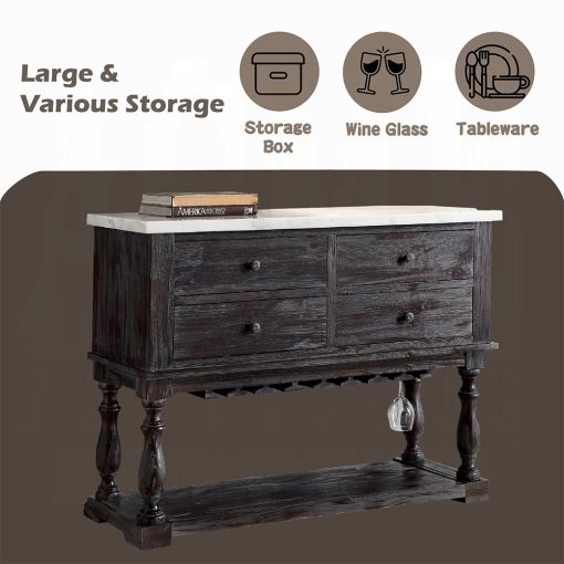 Acme Gerardo White Natural Marble Top & Weathered Espresso Server - Image 4