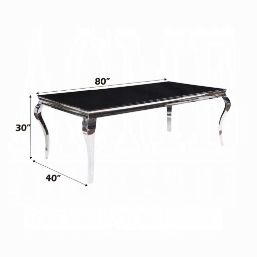 Acme Fabiola Stainless Steel & Black Glass Dining Table - Image 7