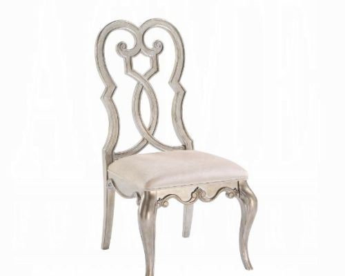 Acme Esteban Ivory Velvet & Antique Champagne Side Chair -  Set of 2