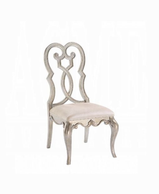 Acme Esteban Ivory Velvet & Antique Champagne Side Chair -  Set of 2