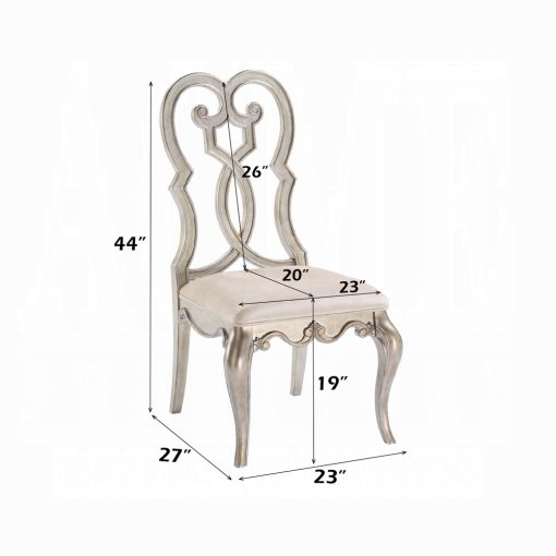 Acme Esteban Ivory Velvet & Antique Champagne Side Chair -  Set of 2 - Image 5