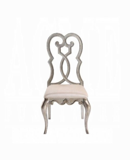 Acme Esteban Ivory Velvet & Antique Champagne Side Chair -  Set of 2 - Image 4