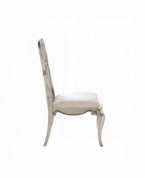 Acme Esteban Ivory Velvet & Antique Champagne Side Chair -  Set of 2 - Image 3