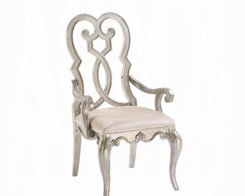 Acme Esteban Ivory Velvet & Antique Champagne Arm Chair -  Set of 2