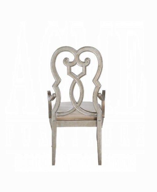 Acme Esteban Ivory Velvet & Antique Champagne Arm Chair -  Set of 2 - Image 2