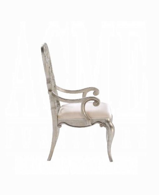 Acme Esteban Ivory Velvet & Antique Champagne Arm Chair -  Set of 2 - Image 3