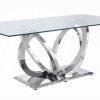 Acme Finley Clear Glass & Mirrored Silver Dining Table