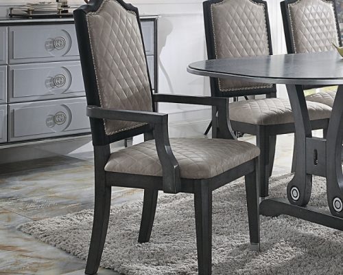 Acme House Beatrice Two Tone Gray Fabric & Charcoal Arm Chair -  Set of 2