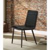 Acme Hosmer Black Top Grain Leather & Antique Black Side Chair -  Set of 2