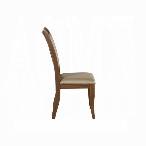 Acme Harald Beige Synthetic Leather & Gray Oak Side Chair -  Set of 2 - Image 4