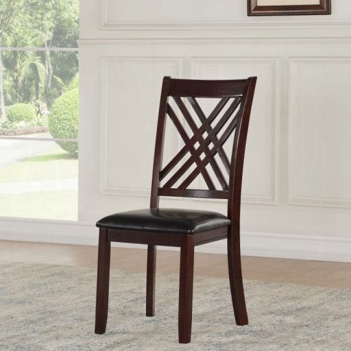 Acme Katrien Black Synthetic Leather & Espresso Side Chair - Set of 2