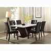Acme Forbes White Natural Marble Top & Walnut Dining Table