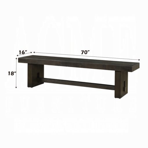 Acme Haddie Distressed Walnut Bench - Image 3