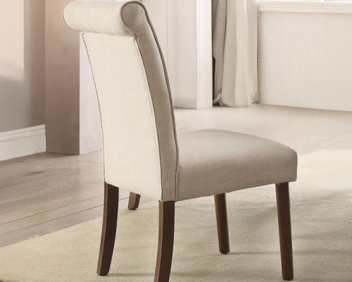 Acme Gasha Beige Linen & Walnut Side Chair -  Set of 2