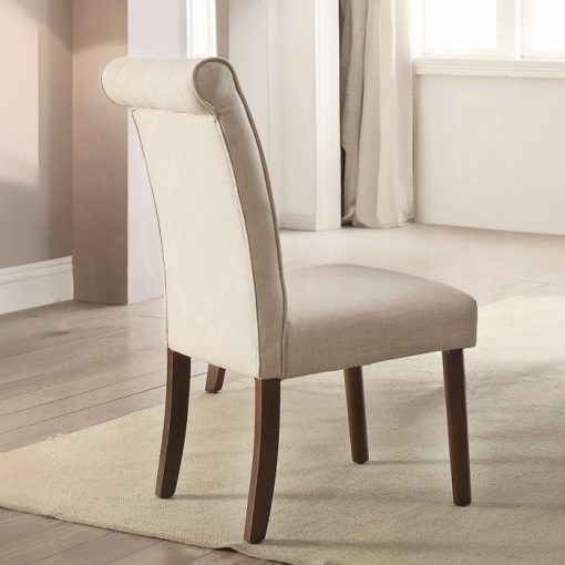 Acme Gasha Beige Linen & Walnut Side Chair -  Set of 2