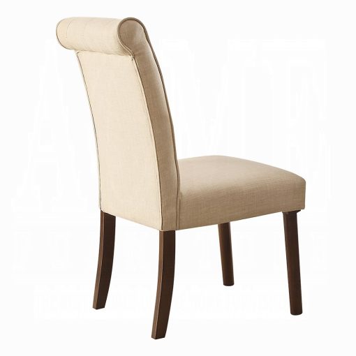 Acme Gasha Beige Linen & Walnut Side Chair -  Set of 2 - Image 2