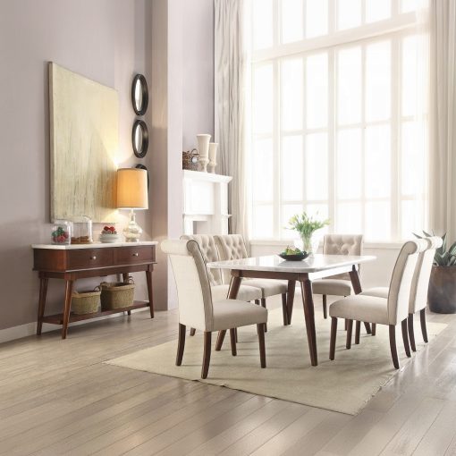 Acme Gasha Beige Linen & Walnut Side Chair -  Set of 2 - Image 3