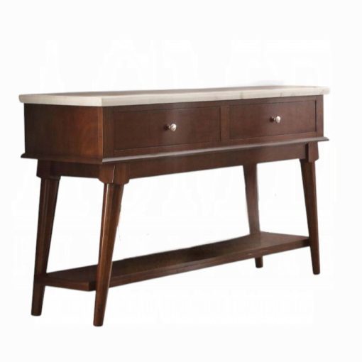Acme Gasha White Natural Marble Top & Walnut Server - Image 2